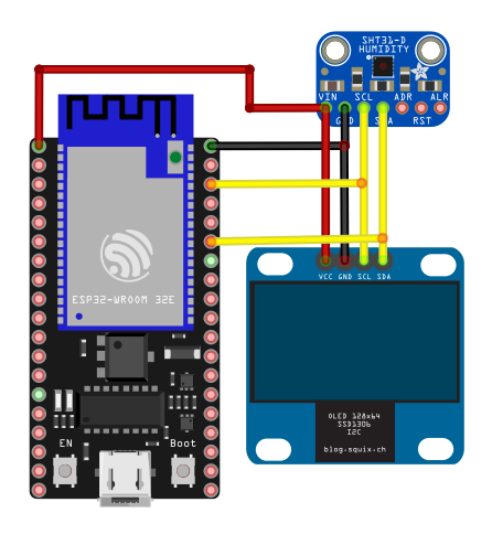 Fritzing Schaltung - ESP32 mit OLED Dislplay und SHT31