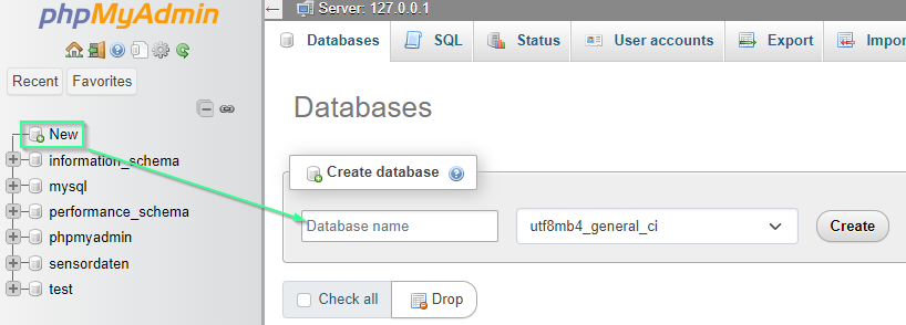 create a new database